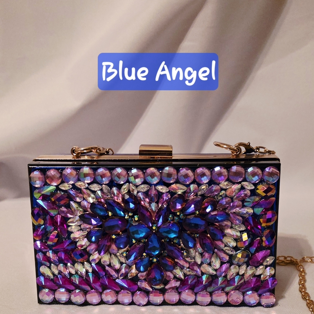 Handmade Pearl Chaos Blue Transparent Clutch - Blue Angel